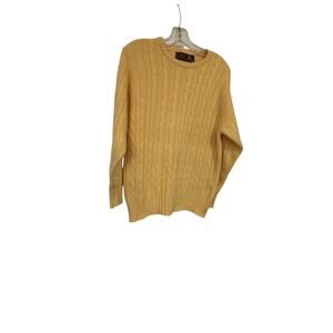 LYLE & SCOTT CASHMERE YELLOW CABLE KNIT SWEATER SZ S